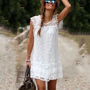 Lace Mini Pom-Pom Dress
